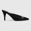 Gucci Horsebit Gg Velvet Mules In Black