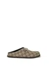 Gucci Gg Monogram Horsebit Flat Mules In Brown