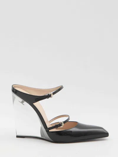 Gucci Women Mules With Transparent Wedge Heel