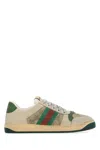 Gucci Screener Embellished Canvas-trimmed Distressed Leather Sneakers In Multi