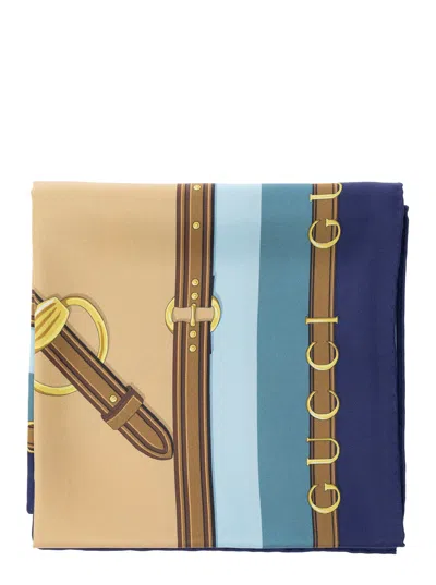 Gucci Women Multicolor Square Scarf With All-over Print In Silk Woman