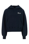 Gucci Black Hoodie With Puff Sleeves And Logo Embroidery In Blue