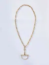 Gucci Long Chain Necklace With Removable Stirrup Pendant In Gold