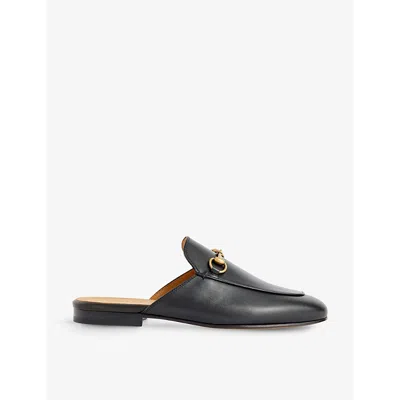 Gucci Womens Nero Princetown Horsebit Leather Mules