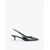 Gucci Signoria 45 Slingback Pumps In Patent Leather In Nero