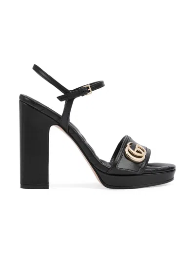 Gucci Women's New Marmont Leather Platform Sandals In Black