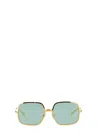 Gucci Women Occhiale Da Sole Squadrato Oversize In Gold
