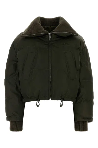 Gucci Women Olive Green Gabardine Padded Jacket