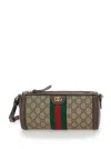 Gucci Women 'ophidia' Beige And Ebony Crossbody Bag With Web Detail In Gg Supreme Canvas Woman In Multi