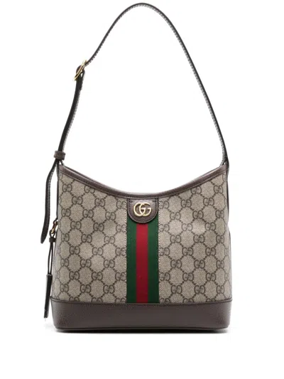 Gucci Small Ophidia Gg Shoulder Bag In Beige