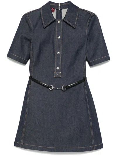 Gucci Women Organic Denim Dress In Blue