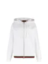 Gucci White Sweatshirt With Logo Imprinted On The Front And Web Detail On The Edge In Cotton Man