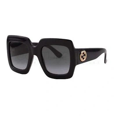 Pre-owned Gucci Women Oversized Square Sunglasses Black & Gold Gg0053sn-001 Gray 54mm Lens