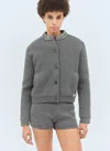 Gucci Women Padded Rib Wool Cardigan In Gray