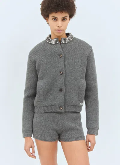 Gucci Women Padded Rib Wool Cardigan