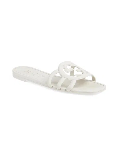 Gucci Stylish Interlocking Cut-out Sandals With 10mm Heel In White
