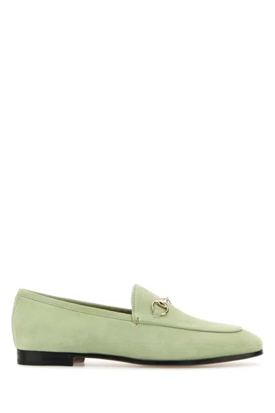 Gucci Women Pastel Green Suede Loafers