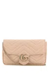 Gucci Women Pastel Pink Leather Mini Gg Marmont Clutch