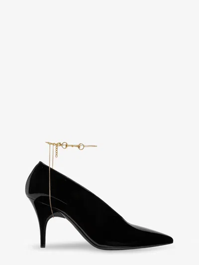 Gucci Musa Vernic Patent Leather Anklet Pumps In Animal Print