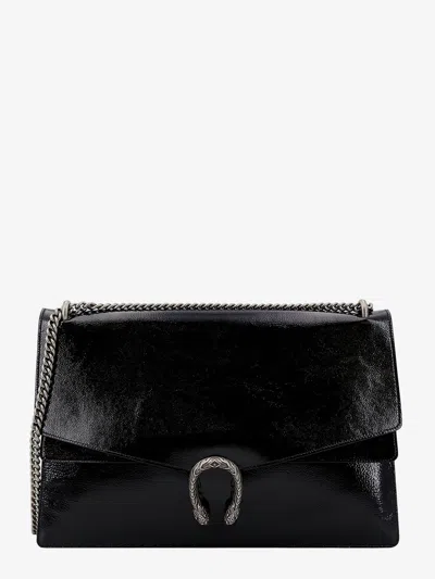 Gucci Women Patent Leather Shoulder Bag With Iconic Tiger's Head