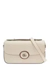 Gucci Petite Gg Mini White Shoulder Bag With Double G Detail In Leather Woman In White