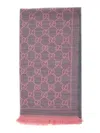 Gucci Women Pink Knit Scarf With Jacquard Gg Motif In Wool Woman