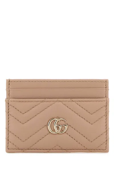 Gucci Women Pink Leather Card Holder In Brown