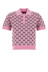 Gucci Wool Jacquard Polo Top With Gg Shadow In Pink