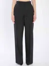 Gucci Women Pinstriped Wool Trousers In Black