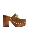 Gucci Damen-clog Mit Plateausohle Und Doppel G In Brown