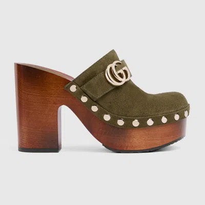 Gucci Women's Platform Clog With Double G In Green