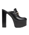 Gucci Horsebit Platform Mules In Calf Leather In Black