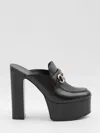 Gucci Horsebit Platform Mules In Calf Leather In Black