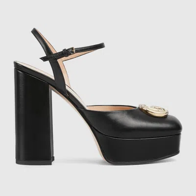 Gucci Double G Platform Sole High Heels In Black