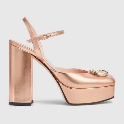 Gucci Women's Platform Pump With Double G In Gold