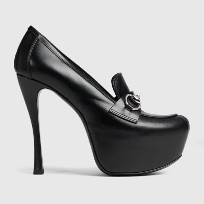 Gucci Women's Platform Pump With Horsebit In Black