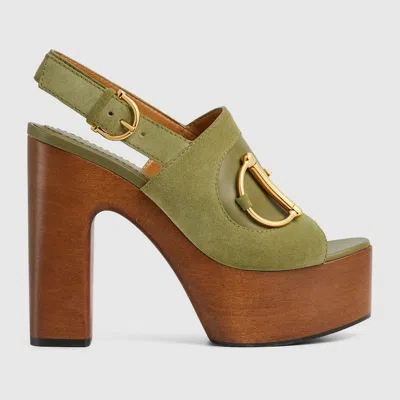 Gucci Women's Platform Sandal With Horsebit In Green