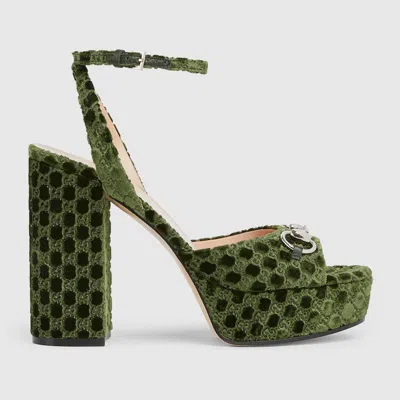 Gucci Women's Platform Sandal With Horsebit In Green