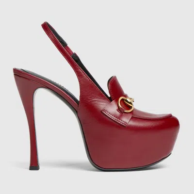 Gucci Women's Platform Slingback With Horsebit In Burgundy