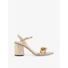Gucci Marmont Logo-embellished Metallic Cracked-leather Sandals In Platino