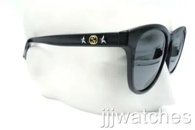 Pre-owned Gucci Women Polished Black Gray Lens Cat Eye Sunglasses Gg0232sk 002 $495