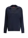 Gucci Lightweight Wool Polo Shirt With Embroidered Logo In Blue