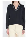 Gucci Striped Intarsia-knit Silk And Cotton-blend Sweater In Blue