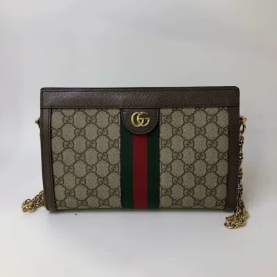 Gucci Beige Gg Supreme Canvas Ophidia Medium Chain Shoulder Bag (authentic  Pre-loved) In Brown