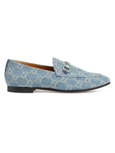 Gucci Women's Princetown Gg Monogram Denim Loafers In Light Blue