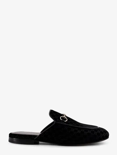 Gucci Women Princetown Gg Supreme Velvet Mule In Black