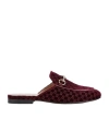 Gucci Nady Mini Gg Velvet Princetown Mules In Burgundy