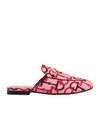 Gucci Princetown Horsebit Print Loafer Mules In Pink And Red