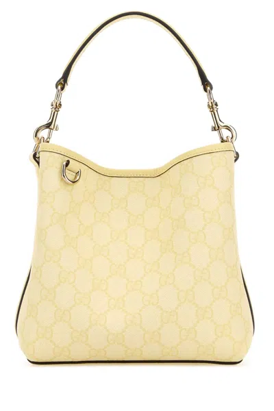 Gucci Women Printed Canvas Gg Emblem Bucket Bag In Yellow