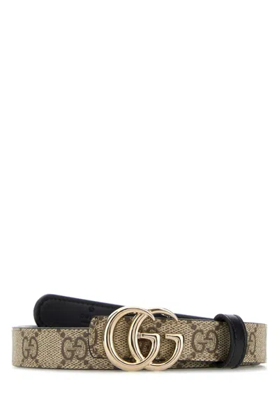 Gucci Women Printed Canvas Reversible Belt In Brown